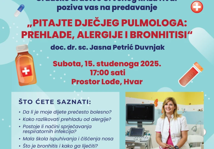15.11.2025. -  predavanje dječjeg pulmologa u gradu Hvaru 