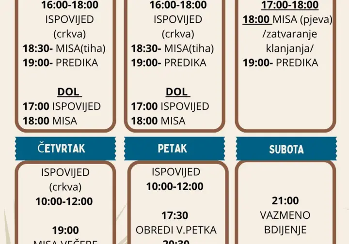  Raspored Župe sv. Stjepana Stari Grad kroz Veliki tjedan 