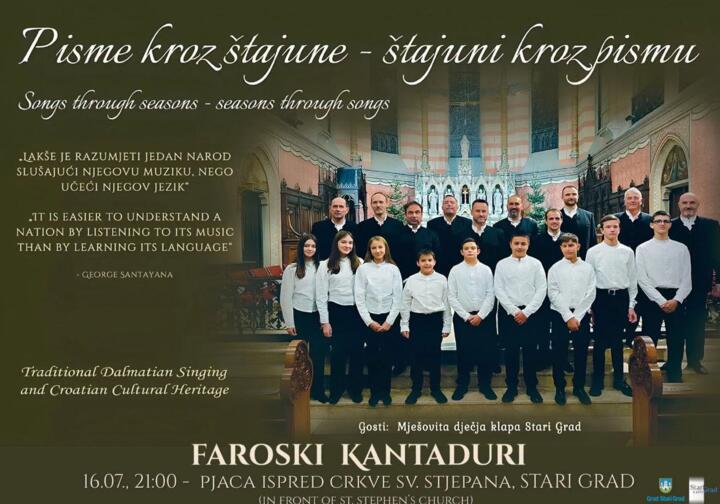 16.7.-  Koncert klape Faroski kantaduri  „Pisme kroz štajune, štajuni kroz pismu”